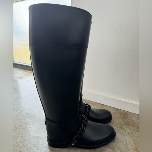 Givenchy black rain boots with chain link accents size 37 - Picture 11 of 16